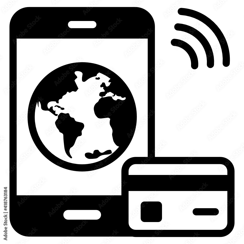 Poster a mobile payment icon in solid editable design
