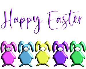 3D Pastel Easter Bunnies in Masks