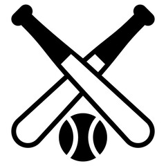 
A baseball game solid icon, bats with ball

