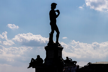 Statue of David, Piazza Michelangelo in Florence, Italy. Silhouette