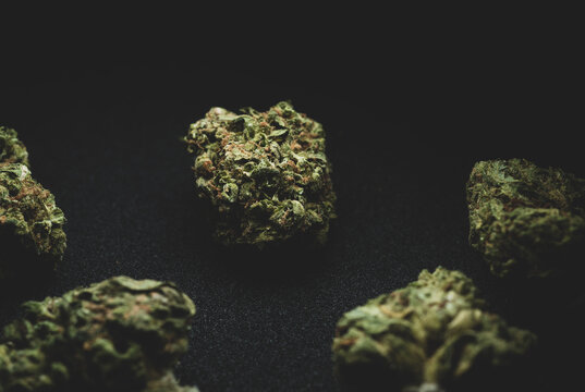 Macro close up of Sweet Island Cannabis Marijuana Dry Buds,