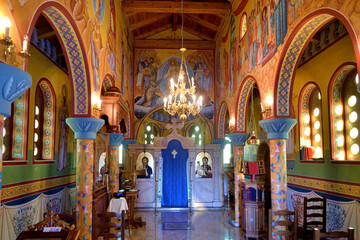 Fototapeta na wymiar THE SERBIAN ORTHODOX CHURCH AND MONASTERY IN DONJI BUDACKI IN NORTHERN CROATIA. RELIGIOUS MONUMENT RECENTLY REBUILT.