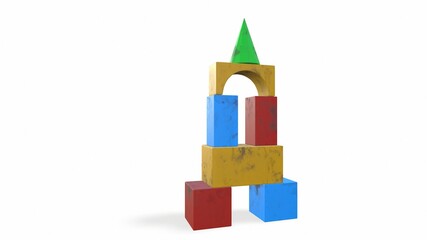 children's toys of simple shape, ball, pyramid 3d-illustration 3d-rendering
