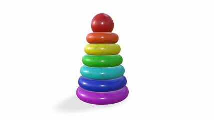 children's toys of simple shape, ball, pyramid 3d-illustration 3d-rendering