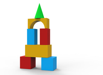 Naklejka premium children's toys of simple shape, ball, pyramid 3d-illustration 3d-rendering