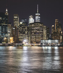 Fototapeta premium New York City skyline at night, USA.