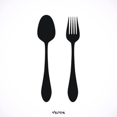 fork and spoon icon, Flat style
