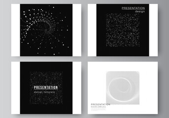 Vector layout of the presentation slides design business templates, template for presentation brochure, brochure cover, report. Abstract technology black color science background. High tech concept.