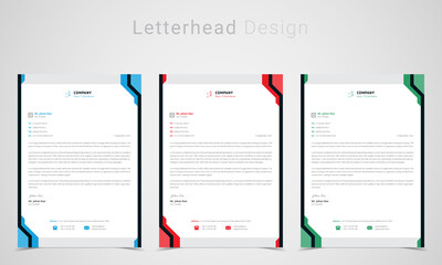 Letterhead Design. Elegant Corporate letterhead template with abstract shapes vector Set and Simple,  Clean Print-ready Modern Business Style Design Letterhead  