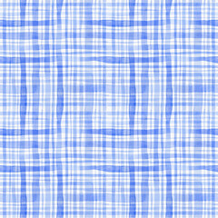 Watercolor checkered seamless pattern. Digital paper with plaid pattern. 