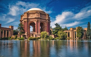 The Palace of Fine Arts is a monumental structure constructed for the 1915 Panama-Pacific Exposition