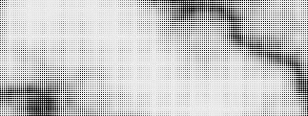 Halftone in abstract style. Geometric retro banner vector texture. Modern print. White and black background. Light effect.