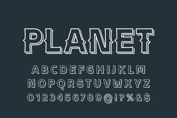 retro font, typeface design, green and orange vector background