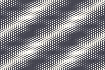 Hexagonal Halftone Texture Vector Geometric Technology Abstract Background. Half Tone Hexagon Retro Colored Pattern. Minimal 80s Style Dynamic Tech Structure Wallpaper