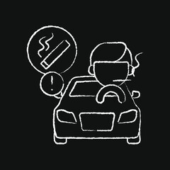 chalk effect icon, car accident, smoking while driving