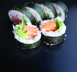 delicious and healthy sushi pieces