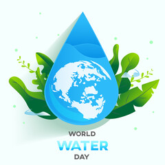 world water day white  background , greeting card or poster for campaign save water