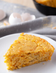 Cornbread wedge with ingredients