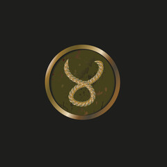 Vector image of a medal with a zodiac sign.
