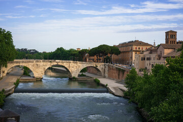Fototapeta na wymiar Tiber River and Ponte Cestio