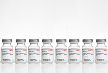Covid-19 vaccine. Ampoules with coronavirus Sars-Cov-2 jab Injections. Vaccine shortages setback...