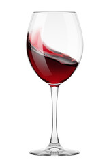 red Wine in glass isolated on white background, full depth of field, clipping path