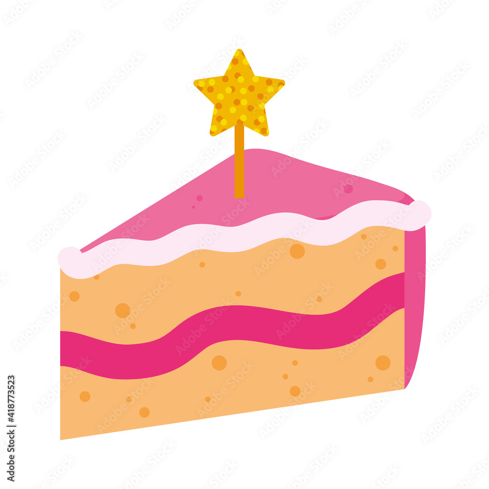 Sticker birthday cake piece