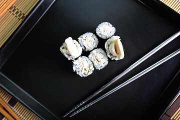 tasty snack meal in the form of fish sushi