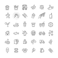 Food courts icons set. Outline set of food courts vector icons