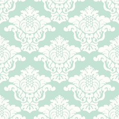 Damask seamless vector pattern. Classic old fashioned damask ornament, royal victorian seamless texture for wallpaper, textile, packaging. Baroque floral pattern