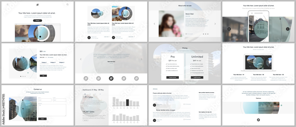 Wall mural presentation design vector templates, multipurpose template for presentation slide, flyer, brochure 