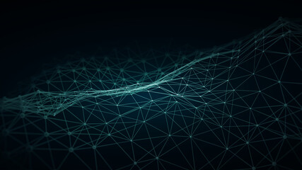 3d abstract digital technology background. Futuristic sci-fi user interface concept with gradient dots and lines. Big data, artificial intelligence, music hud. Blockchain and cryptocurrency. Vector