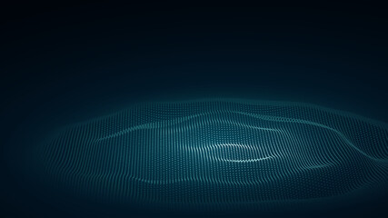 3d abstract digital technology background. Futuristic sci-fi user interface concept with gradient dots and lines. Big data, artificial intelligence, music hud. Blockchain and cryptocurrency. Vector