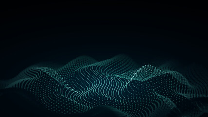 3d abstract digital technology background. Futuristic sci-fi user interface concept with gradient dots and lines. Big data, artificial intelligence, music hud. Blockchain and cryptocurrency. Vector