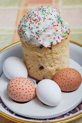 Pasca and eggs on round tray