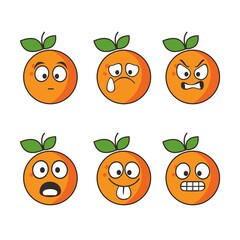 Orange Cute Emoticon Set
