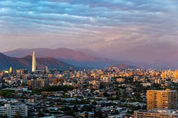 View of Santiago de Chile at sunset