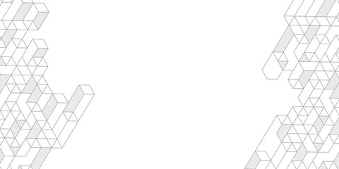 Abstract background from cubes and lines.Geometric pattern. Random Isometric Cubes.Vector illustration.	