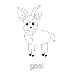 Obraz na płótnie Canvas Goat cartoon monochrome sketch art design element farm animal stock vector illustration for web, for print, for coloring book
