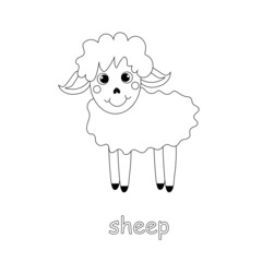 Sheep cartoon monochrome sketch art design element farm animal stock vector illustration for web, for print, for coloring book