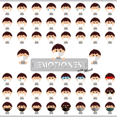 男性　表情　マスク　バリエーション　イラスト　セット