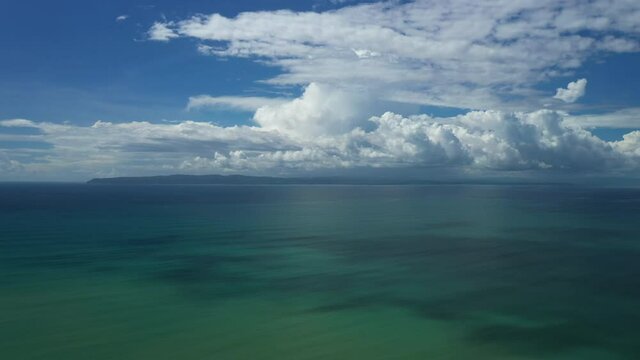 Pavon bay pacific ocean aerial view corcovado in background Costa Rica day time sunny with clouds