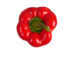 red sweet pepper on a white background top view