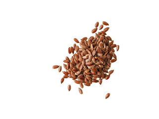 Flax seeds isolated on white background.