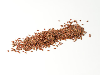 Flax seeds isolated on white background.