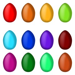 Happy Easter. Set of Easter colorful eggs. Spring holiday symbols. Happy Easter eggs. Vector illustration.
