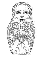 black and white isolated russian matrioshka  doll