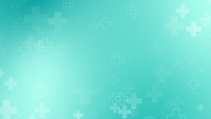 Fototapeta na wymiar Abstract medical green blue cross pattern background.