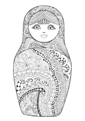 black and white isolated russian matrioshka  doll