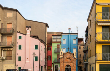 View on colorful houses in Chioggia, Veneto - Italy